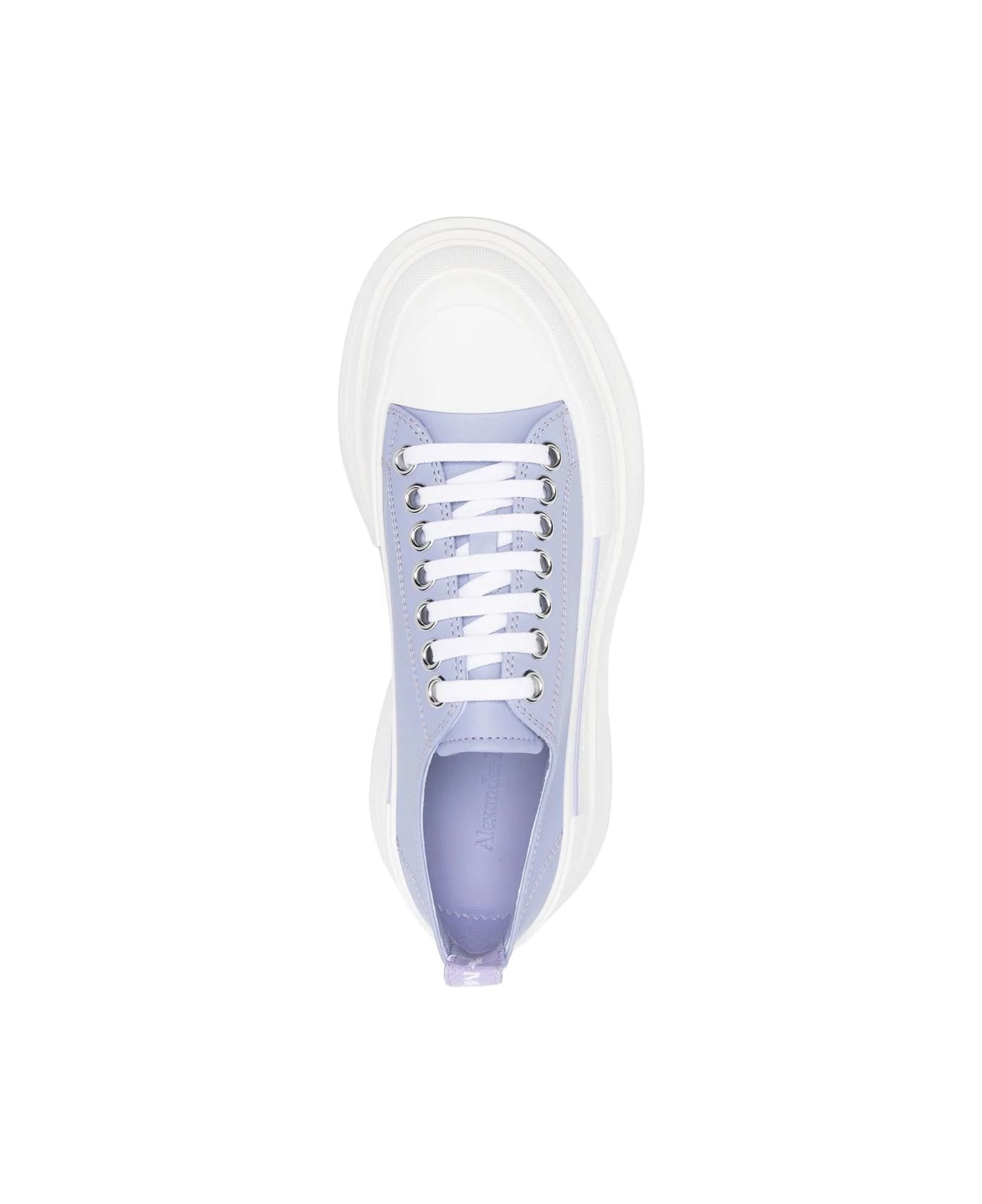 Lilac And White Tread Slick Laced Shoes - 4