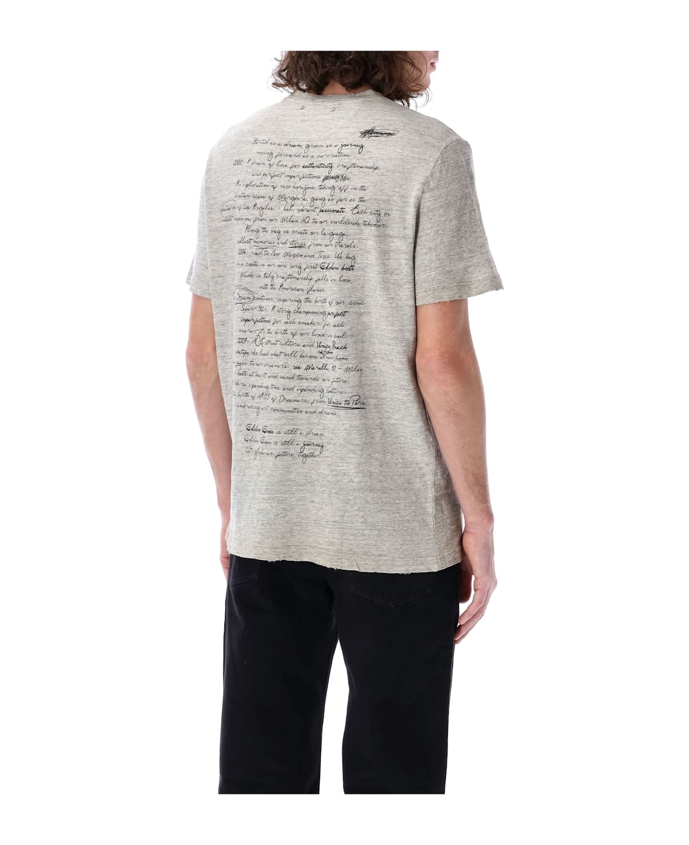 'lettering' Grey Cotton T-shirt - 2