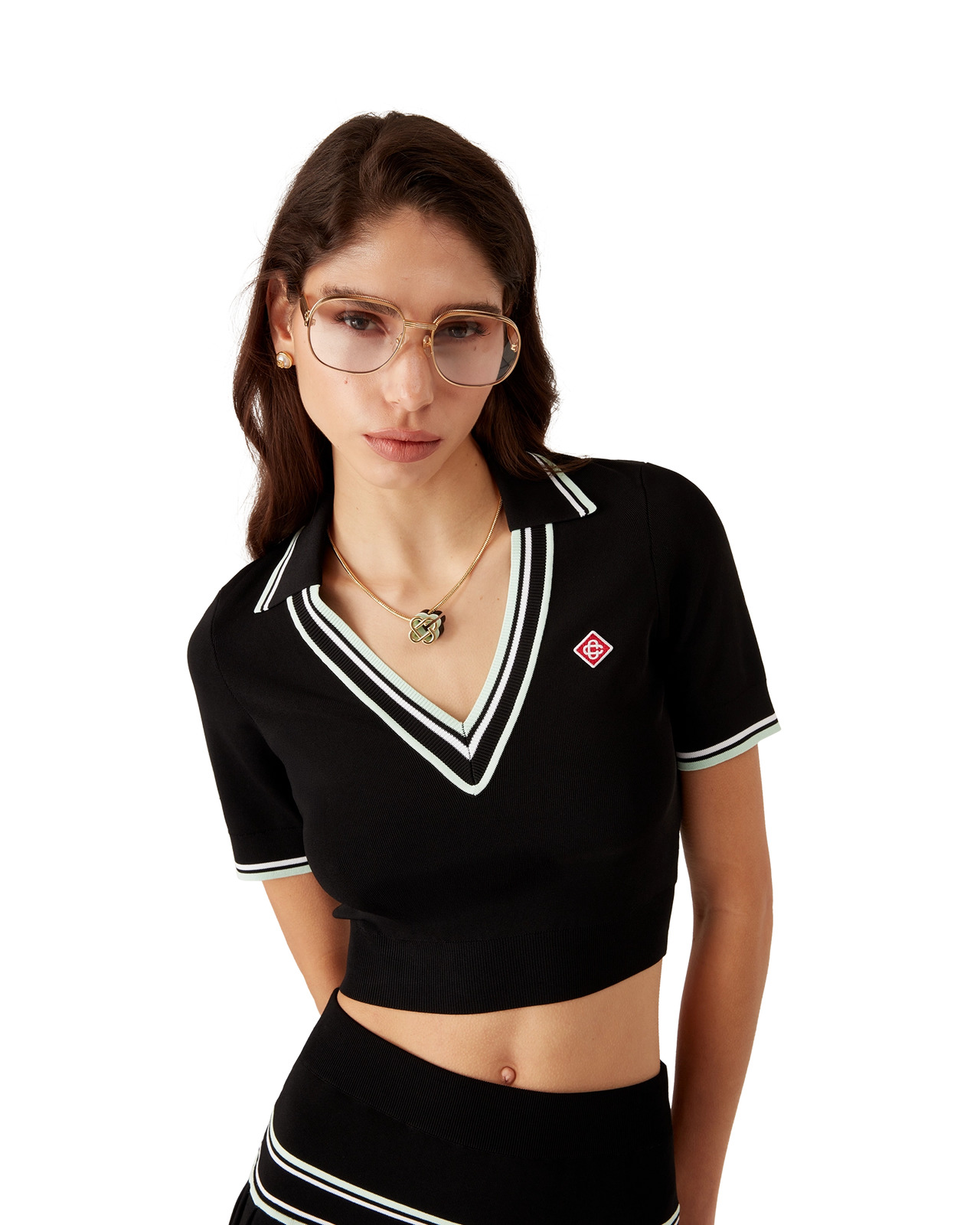 Viscose V-Neck Polo Shirt - 5