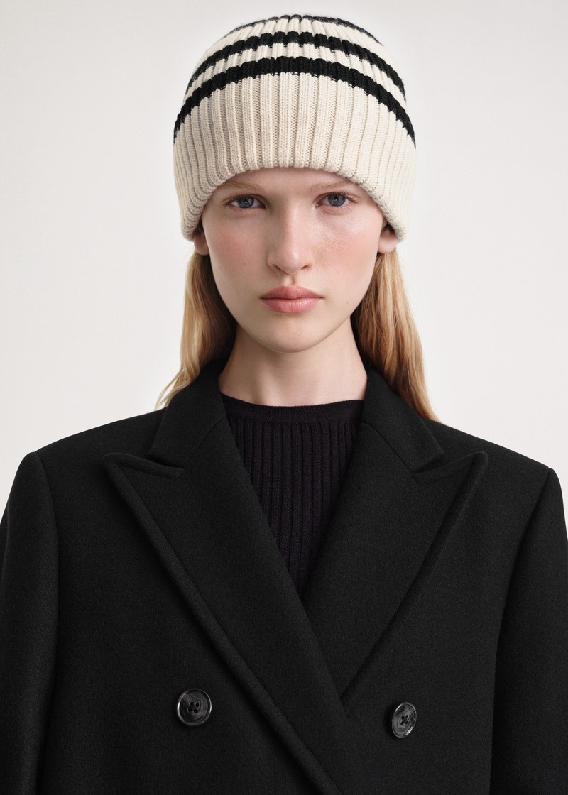 TOTEME Signature stripe beanie light sand outlook