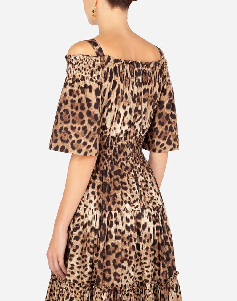 Long leopard-print poplin dress 4