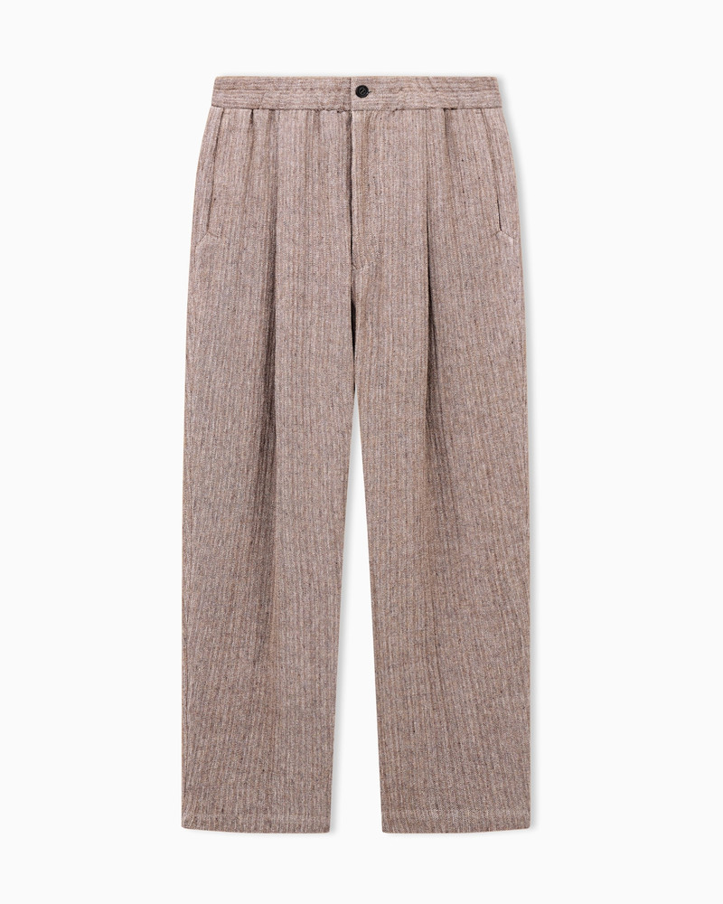 MOULINÉ LINEN AND SILK JACQUARD SINGLE-PLEAT TROUSERS 1