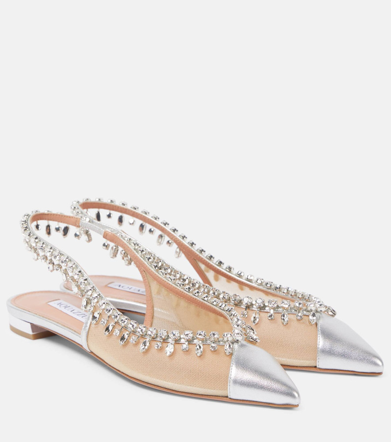 Temptation Crystal mesh slingback flats 1