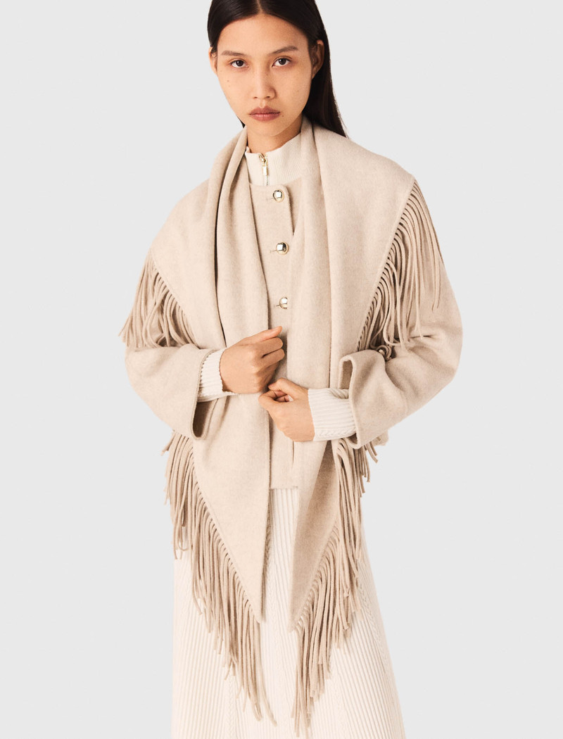 Cropped wool coat with removable scarf 5