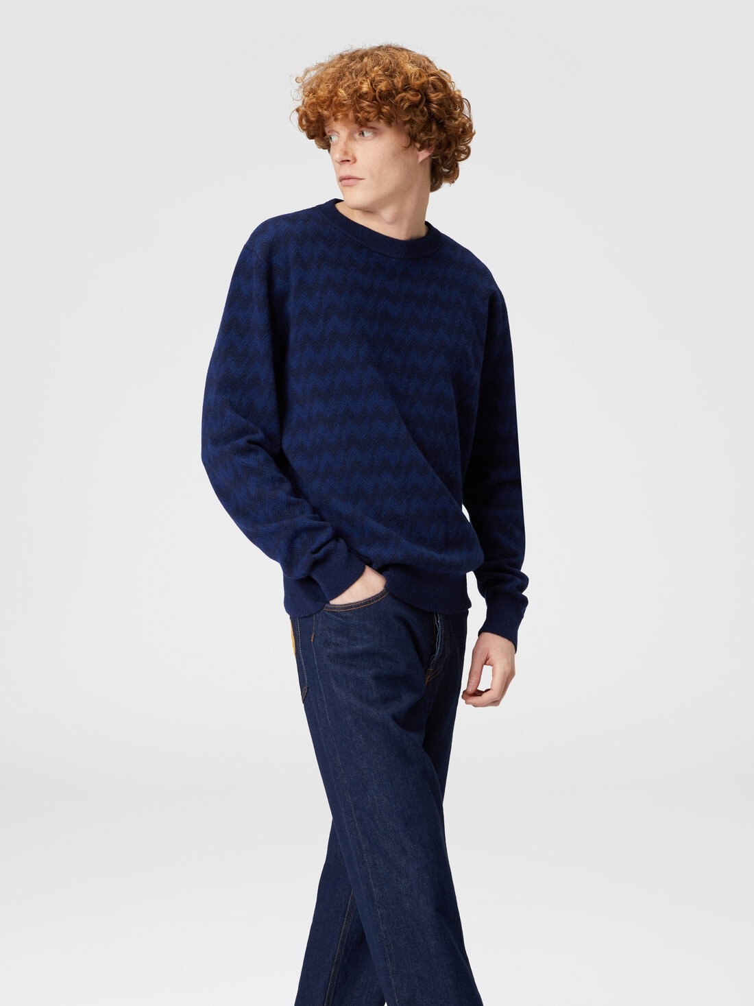 Zigzag wool and cashmere crewneck pullover - 4