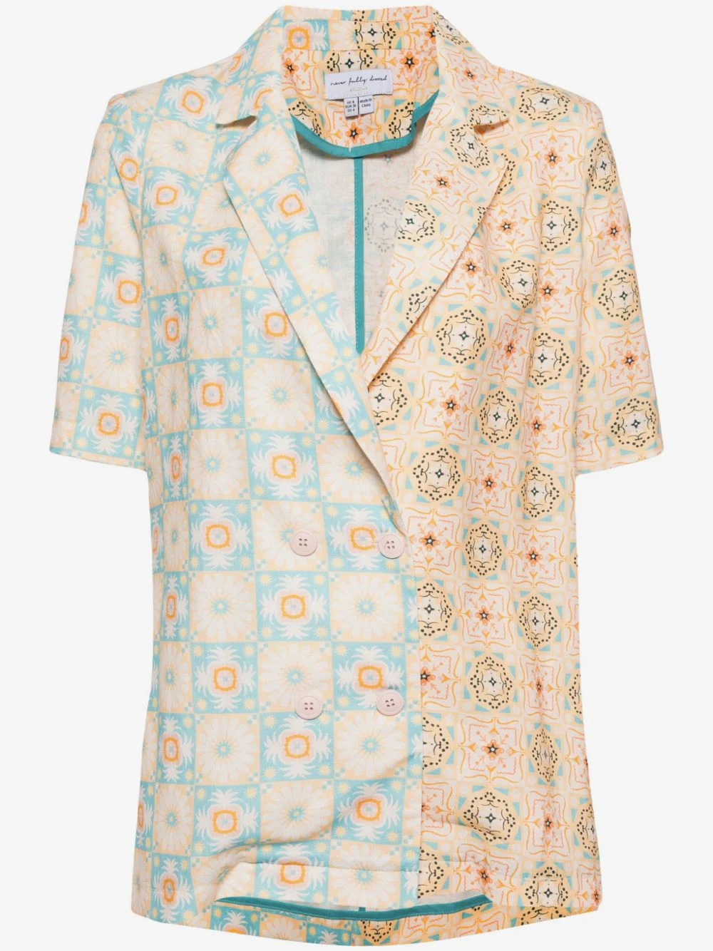 graphic-print short-sleeve blazer - 1
