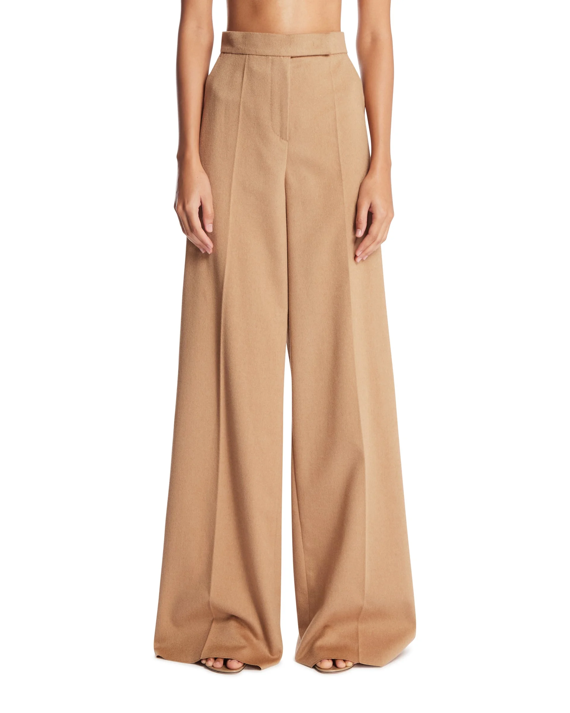 Beige Camel Wide-Leg Trousers - 1