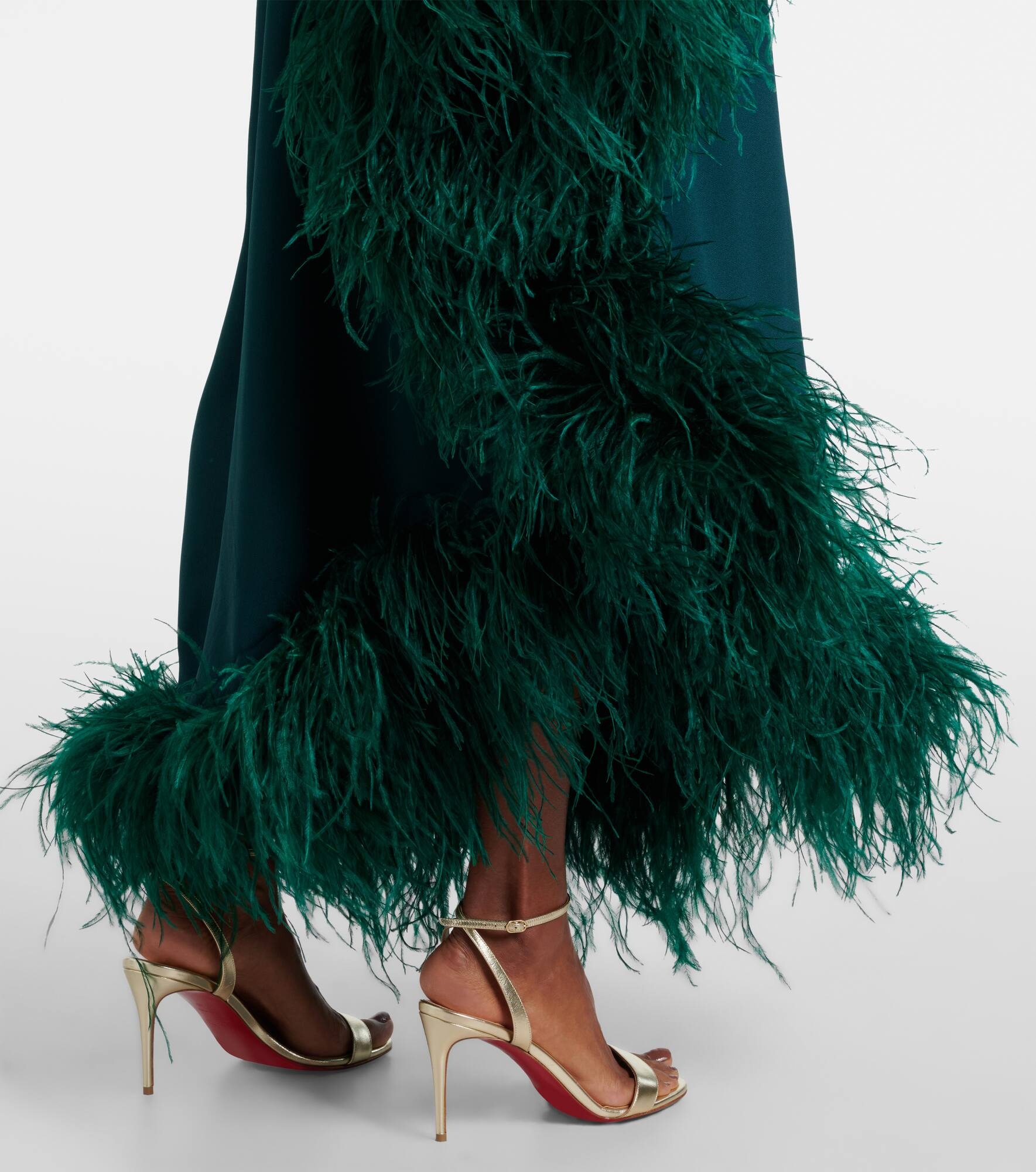 One-shoulder feathered sequined gown - 6
