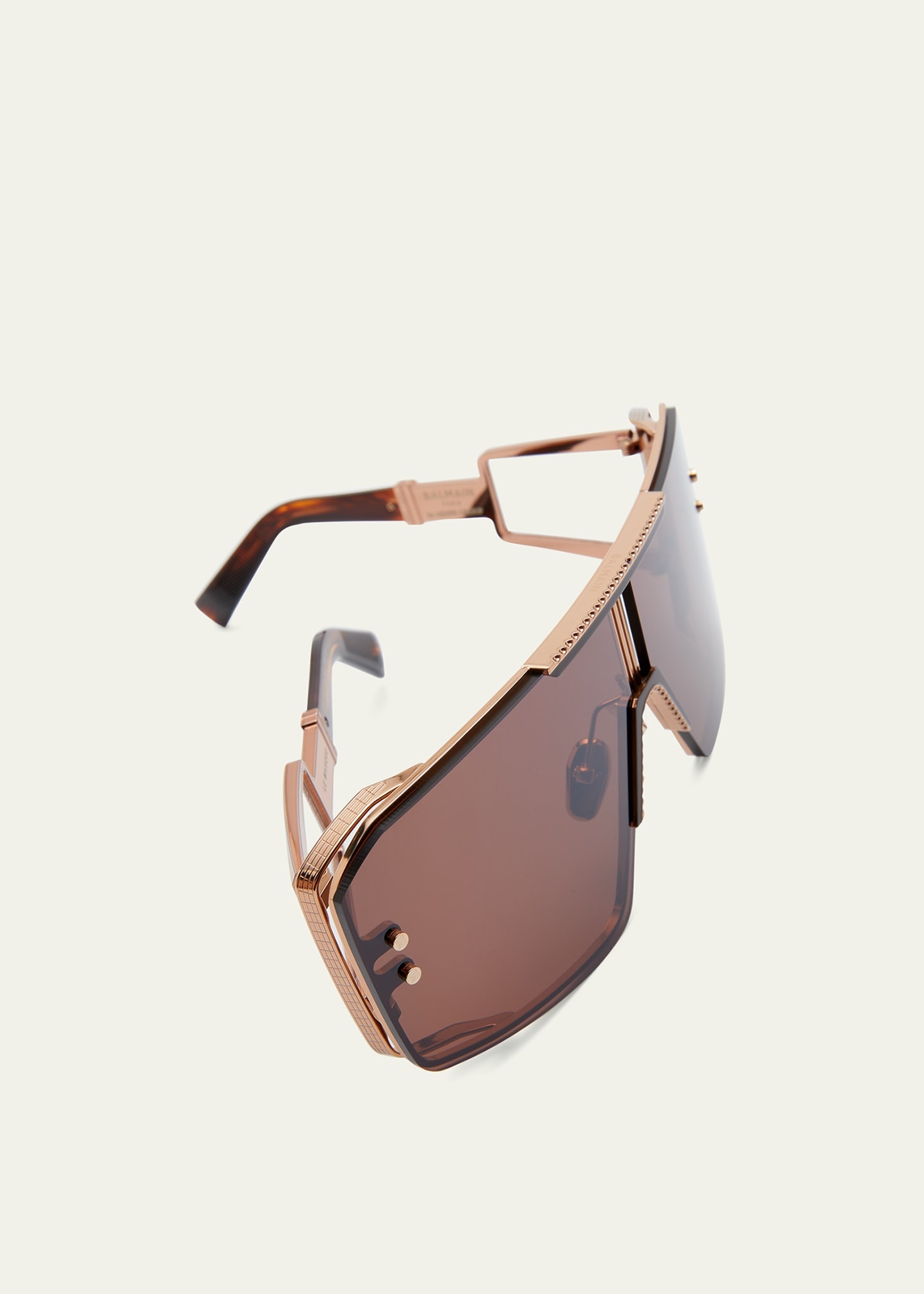 Le Masque Brown Titanium & Acetate Shield Sunglasses - 5