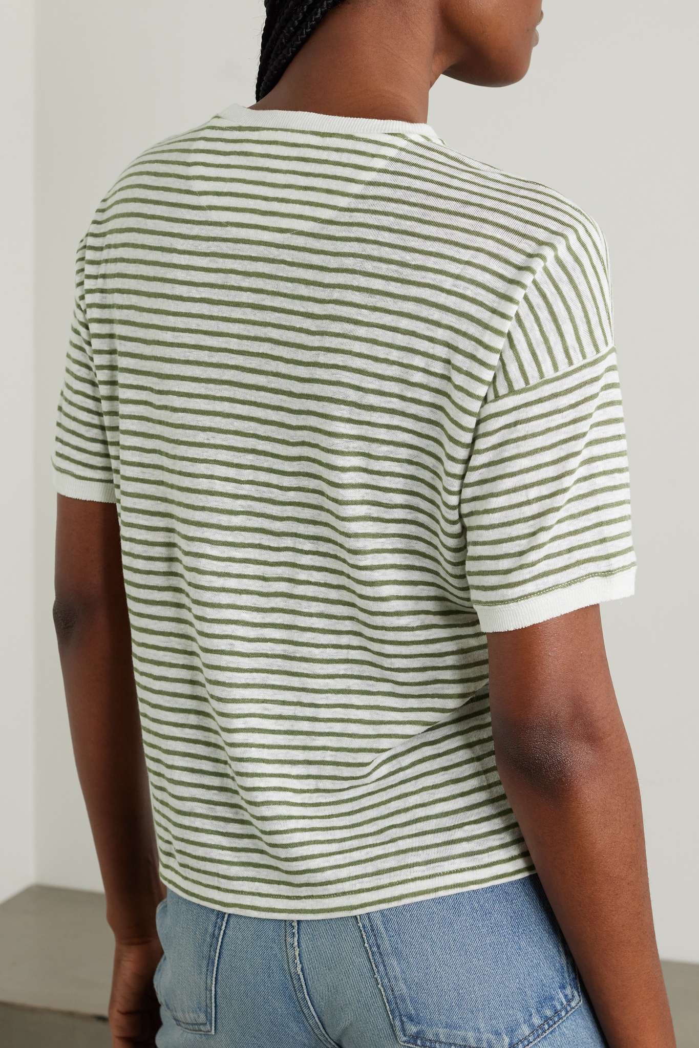 + NET SUSTAIN striped organic linen-jersey T-shirt - 4