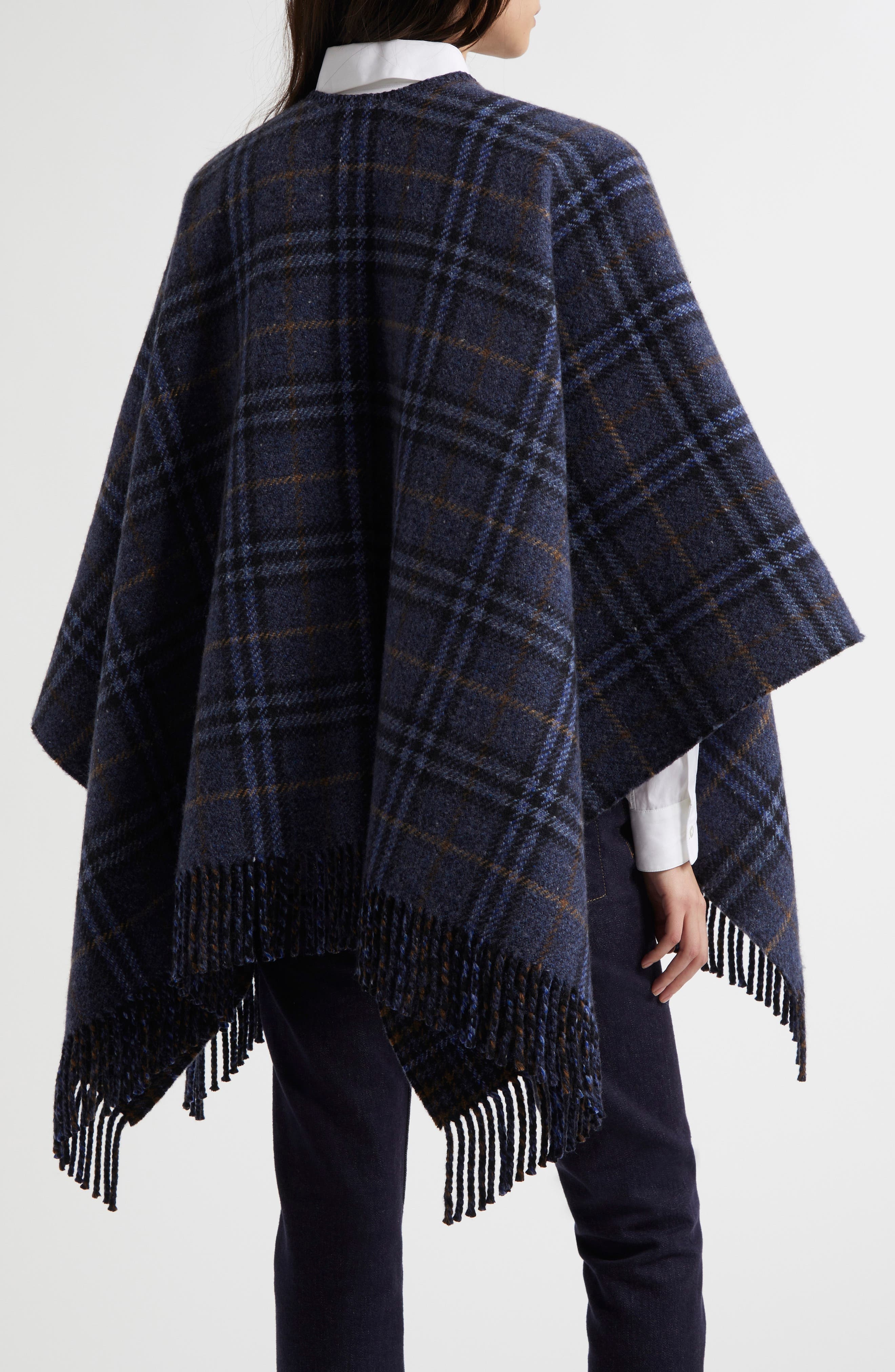 burberry Houndstooth Check Cashmere & Wool Cape in Midnight at Nordstrom - 2