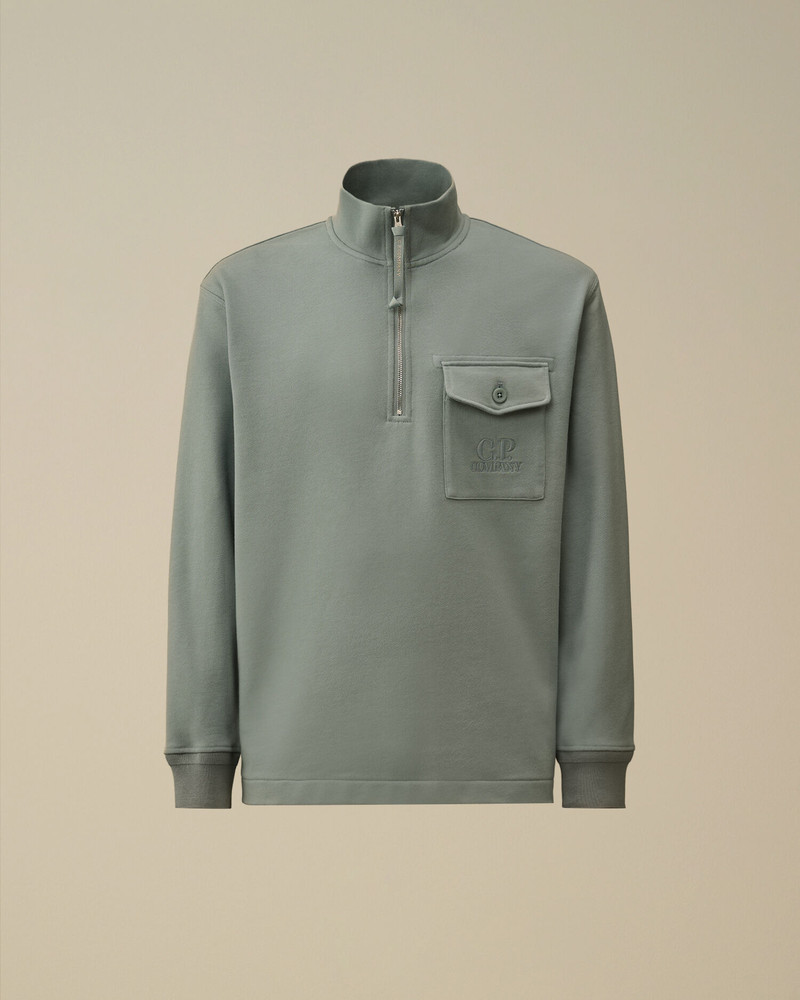 Diagonal Raised Fleece Half Zip Sweatshirt 1