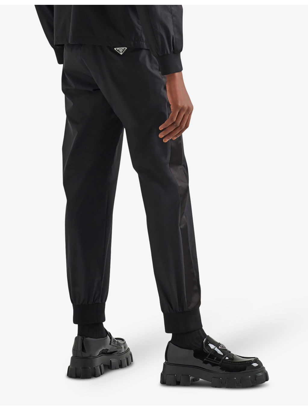 Brand-plaque slim-fit silk-blend jogging bottoms - 4