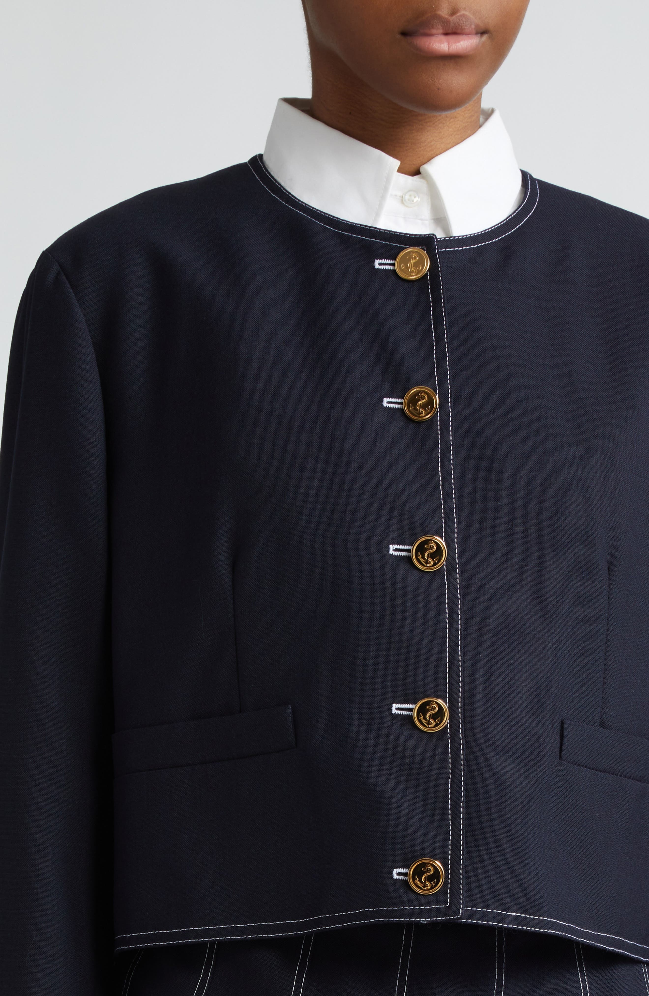 Boxy Crop Wool Jacket - 5