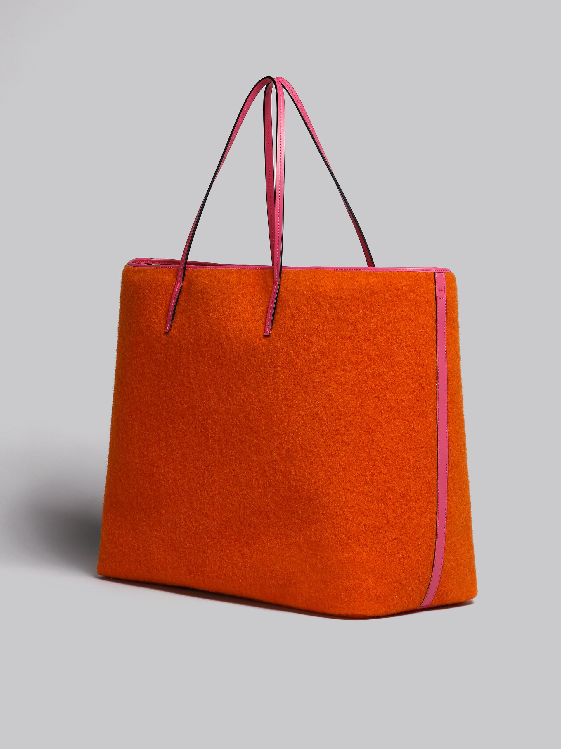 MEDIUM REVERSIBLE JANUS SHOPPING BAG IN ORANGE FELT AND COTTON - 3
