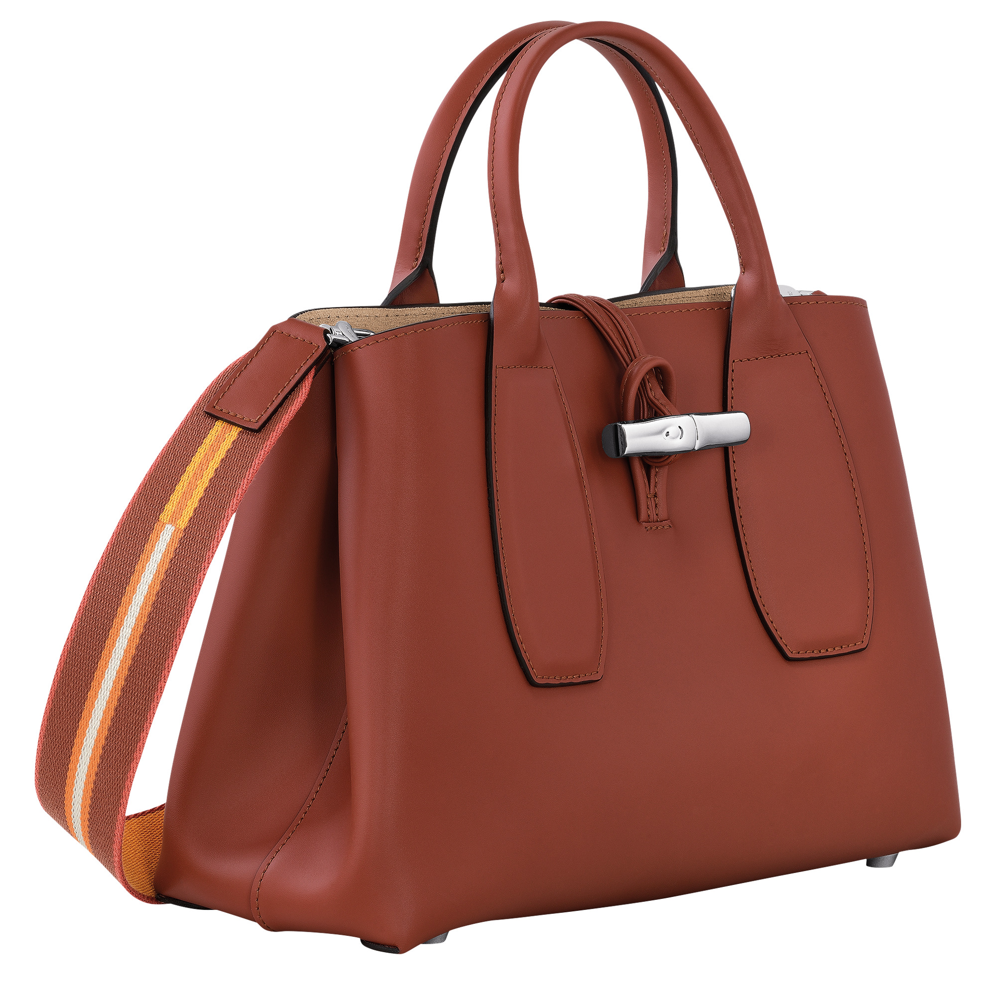 Roseau M Handbag Mahogany - Leather - 3