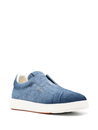 Santoni slip-on denim loafers outlook