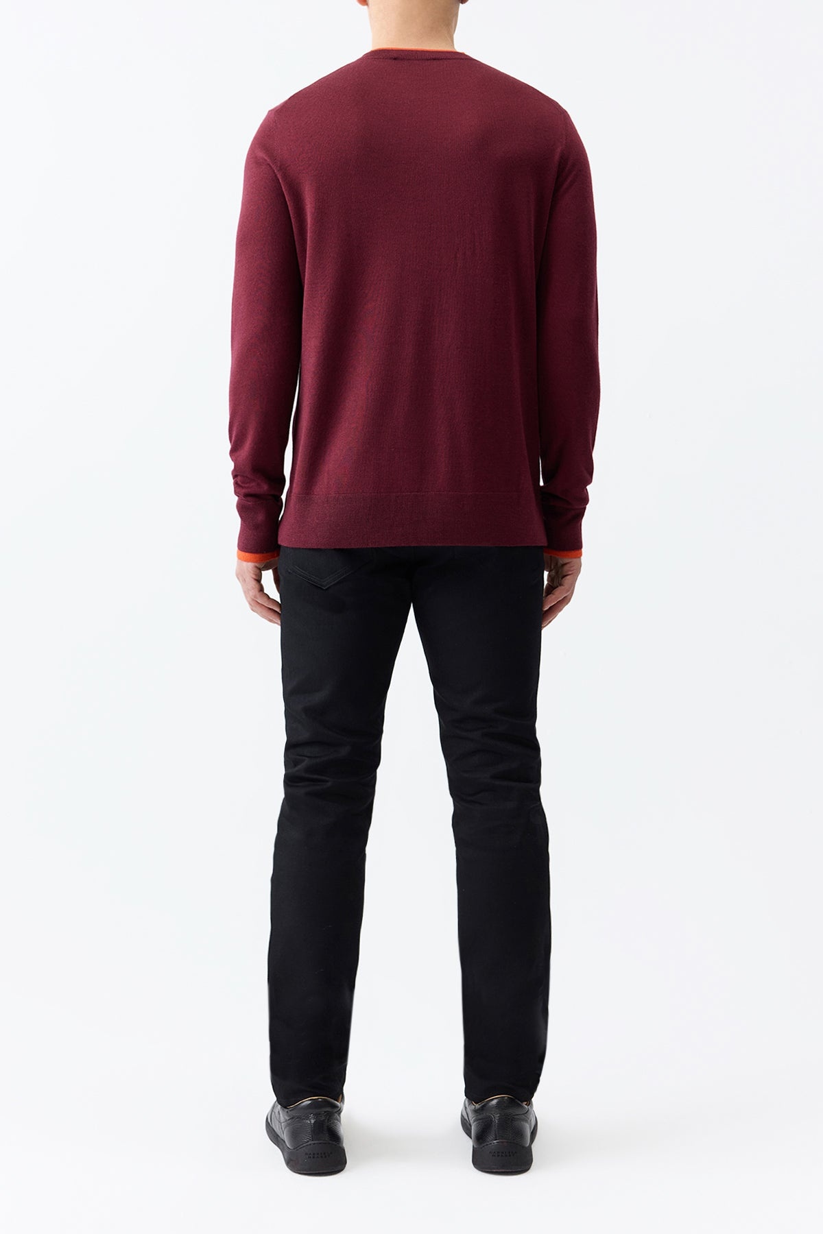 Wells Knit Sweater in Bordeaux & Spice Cashmere Silk - 5