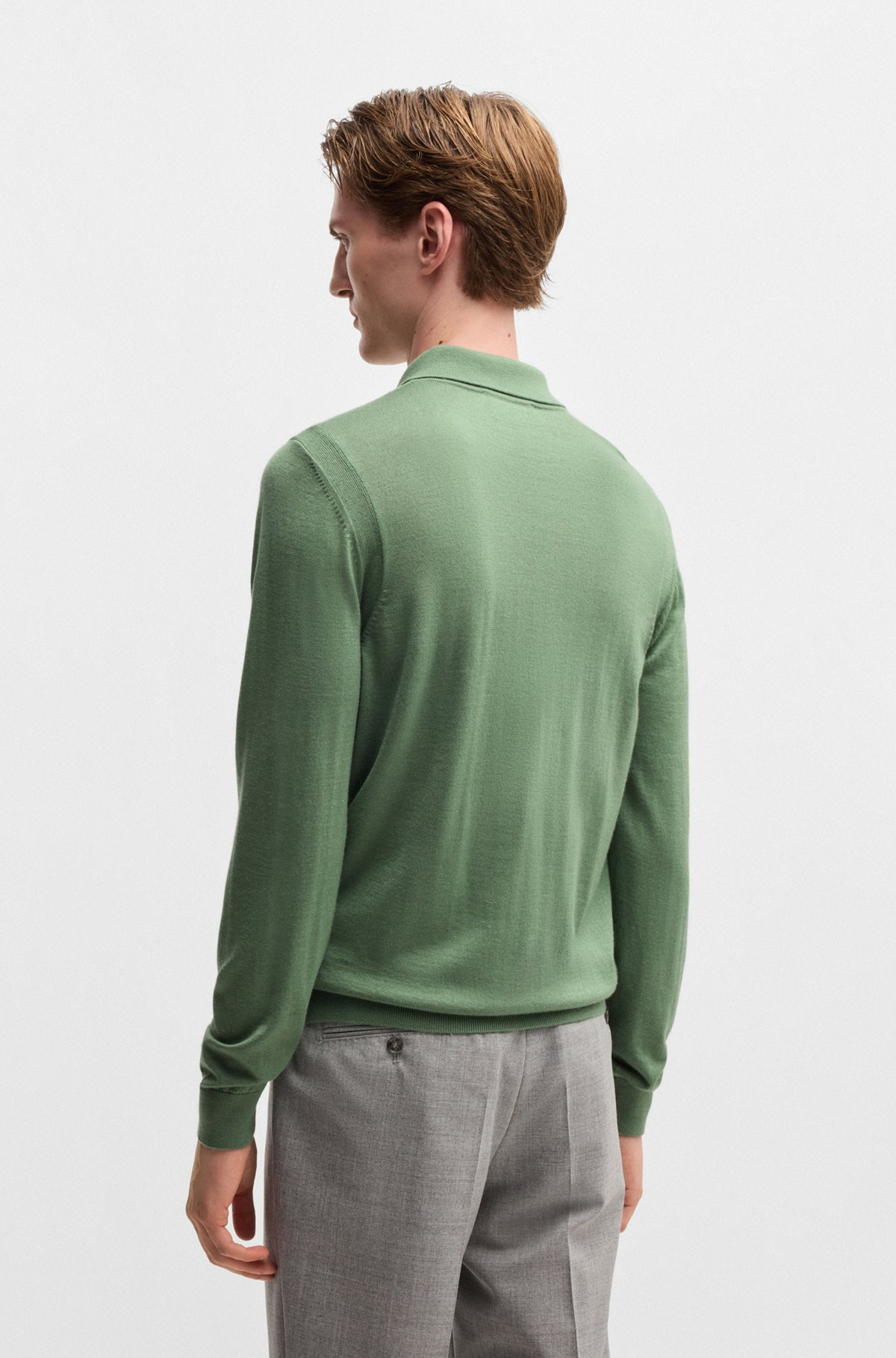 REGULAR-FIT POLO SWEATER IN WOOL, SILK AND CASHMERE - 5