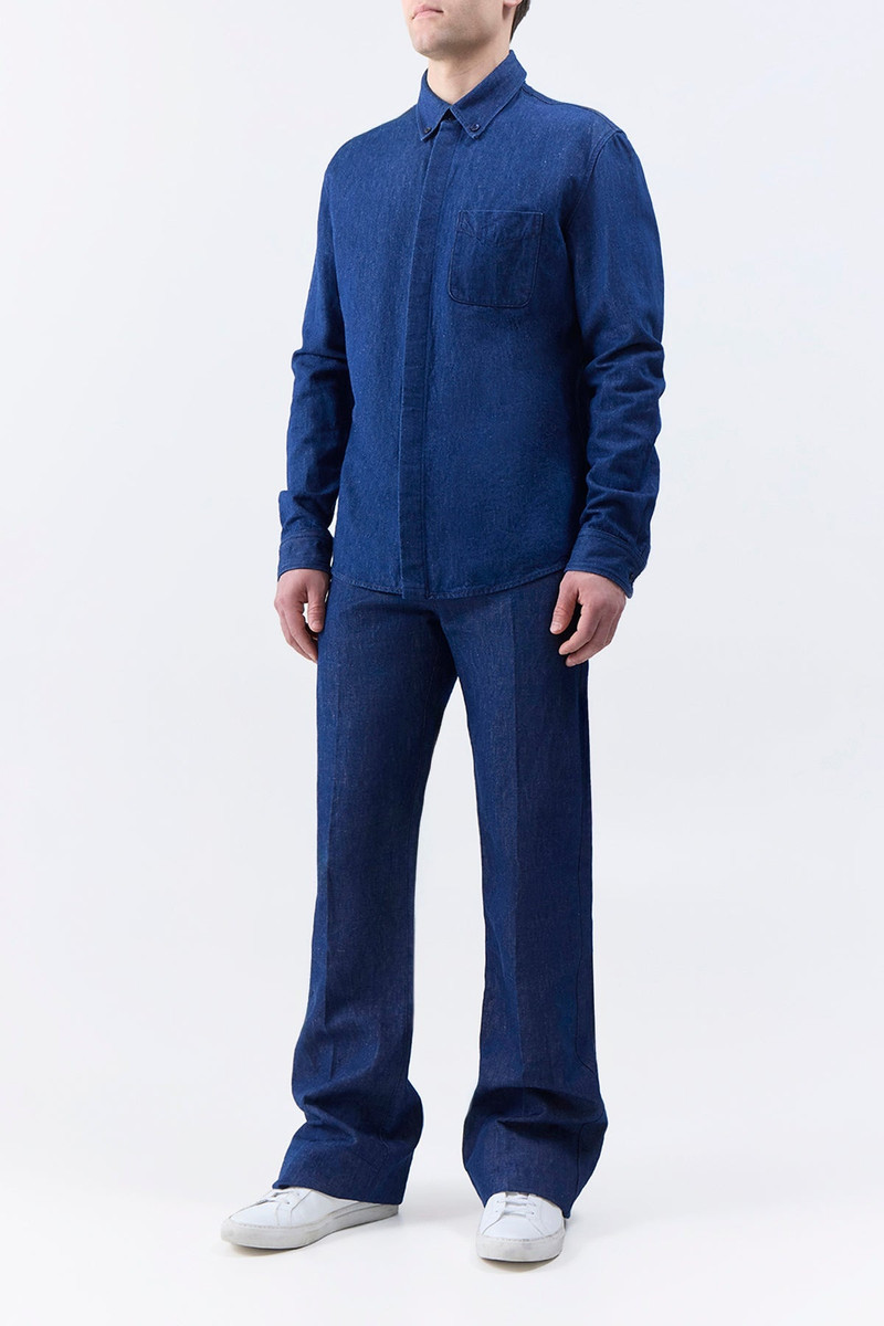 Cholul Shirt in Recycled Cotton Linen Denim 4