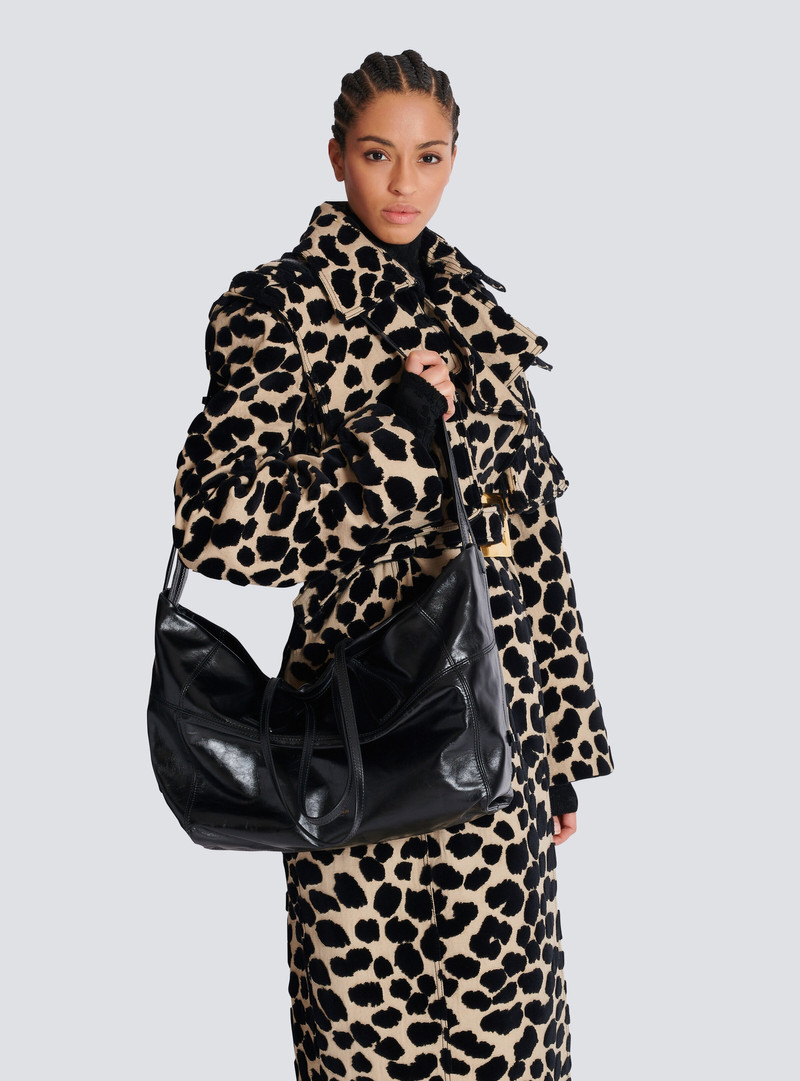 Track shiny leather tote bag 8