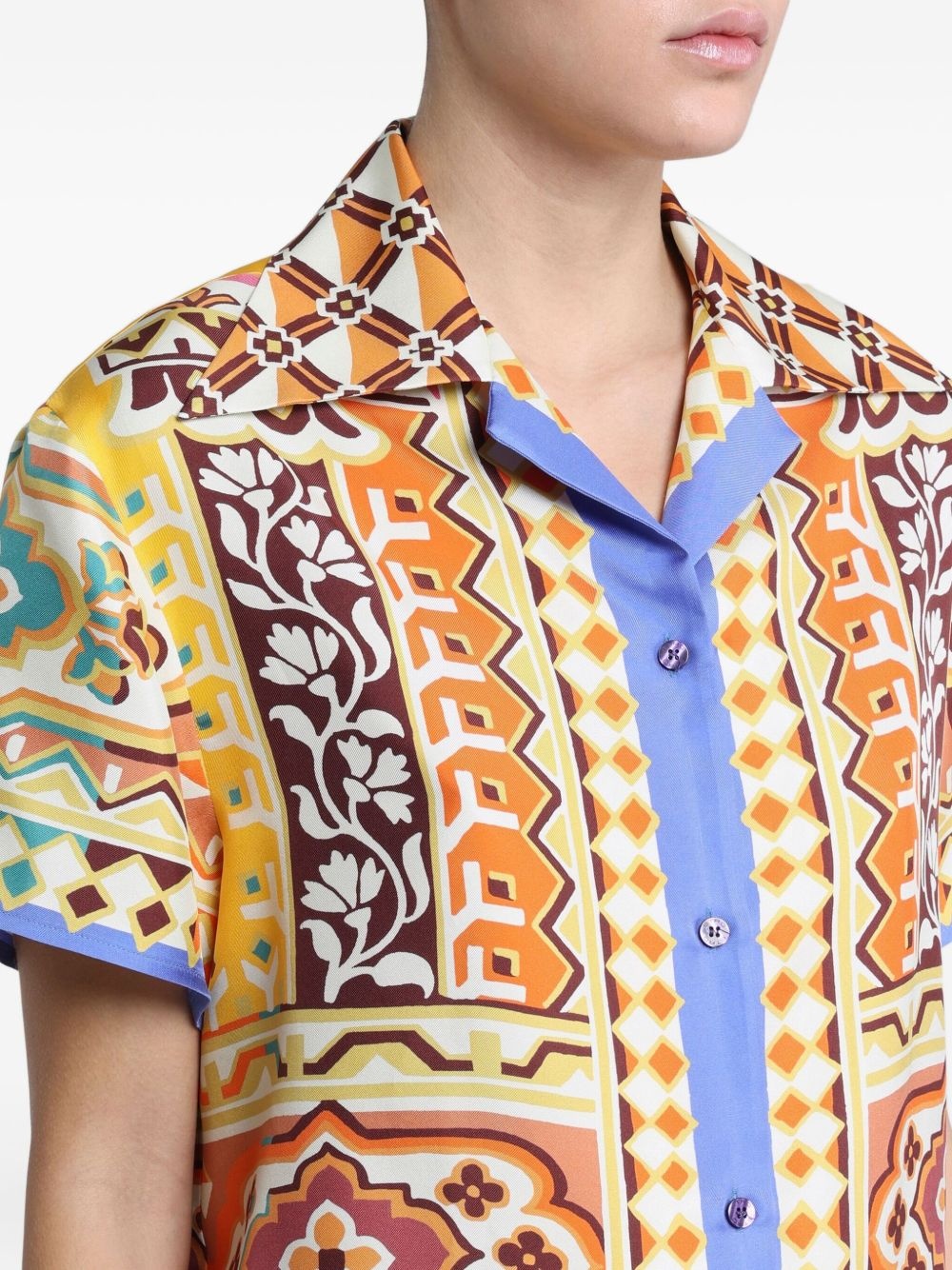 floral-print silk shirt - 5