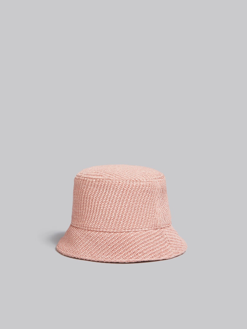 PINK RAFFIA BUCKET HAT WITH LOGO EMBROIDERY - 3