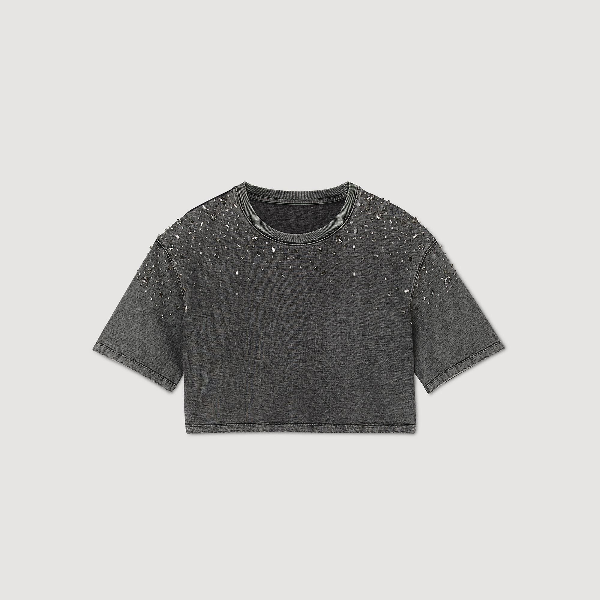 RHINESTONE CROPPED T-SHIRT - 1