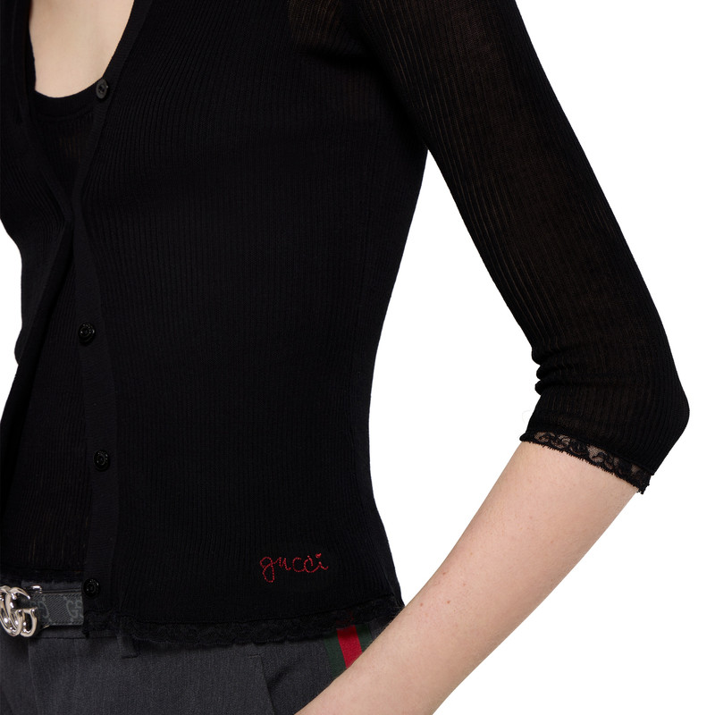 Cotton rib cardigan with embroidery 3