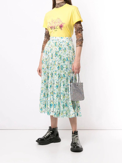 MSGM floral print pleated midi skirt outlook