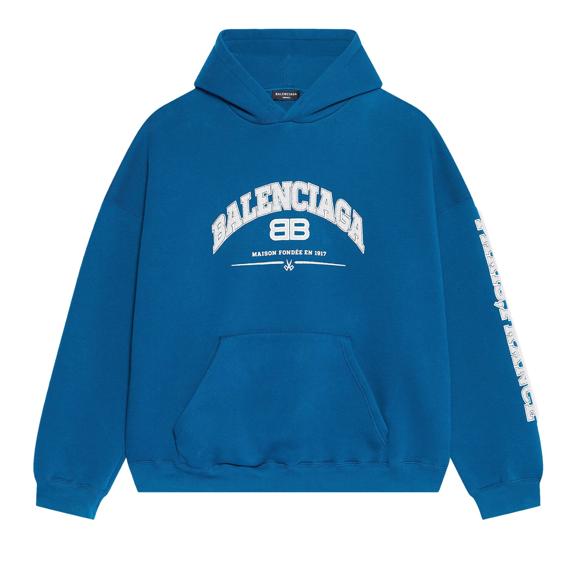 Balenciaga Wide Fit Hoodie 'Petrol Blue/Grey/White' - 1