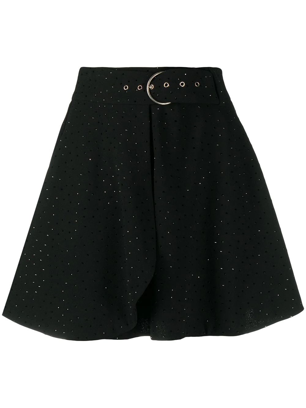 high-waisted belted studded skirt - 1