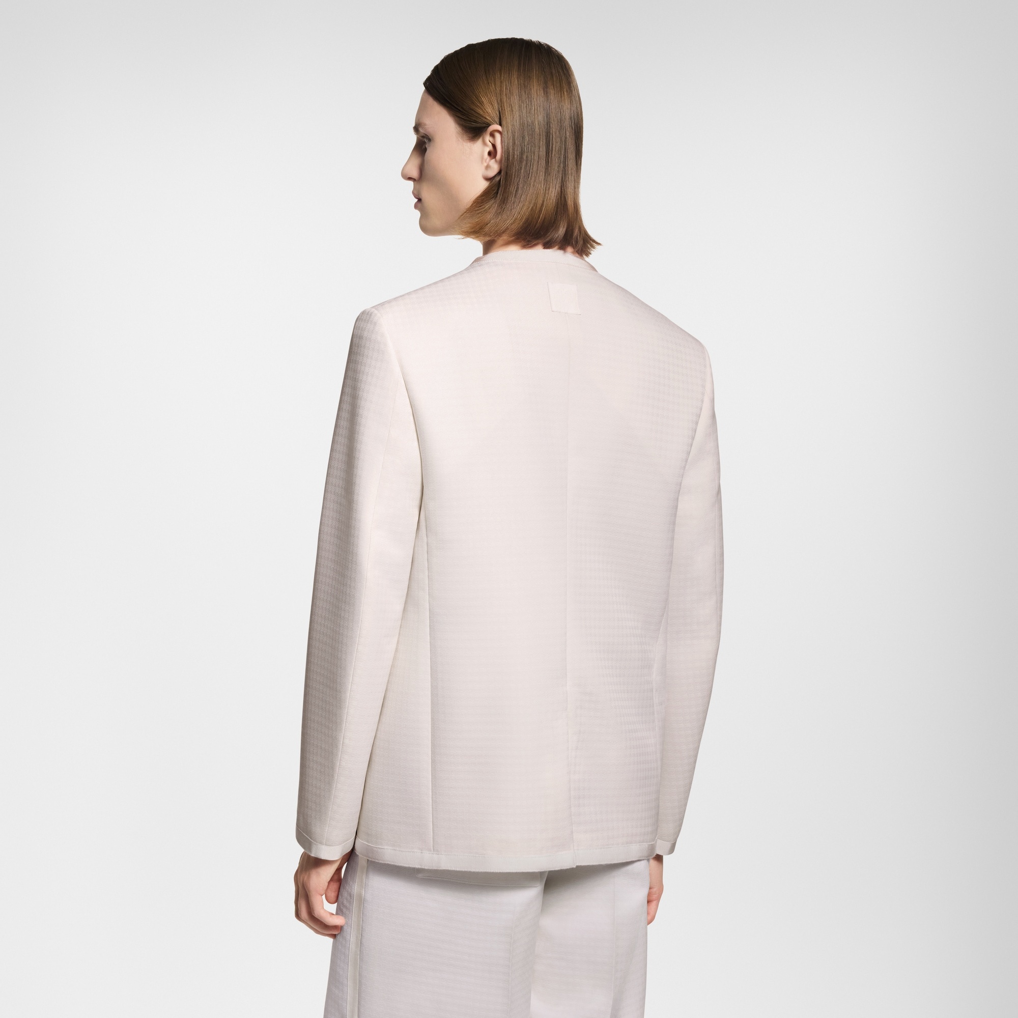 Preppy Collarless Wool Jacket - 5