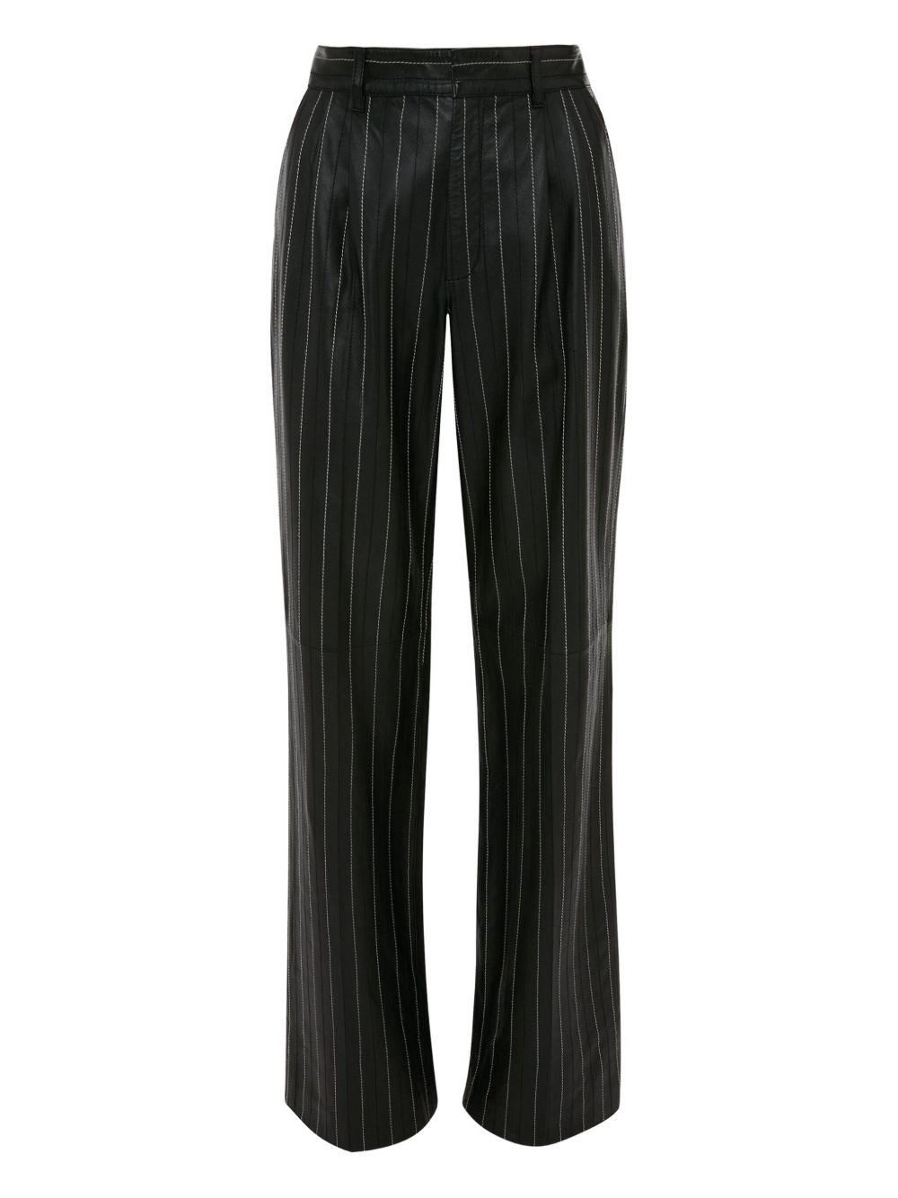 pinstripe leather trousers - 1