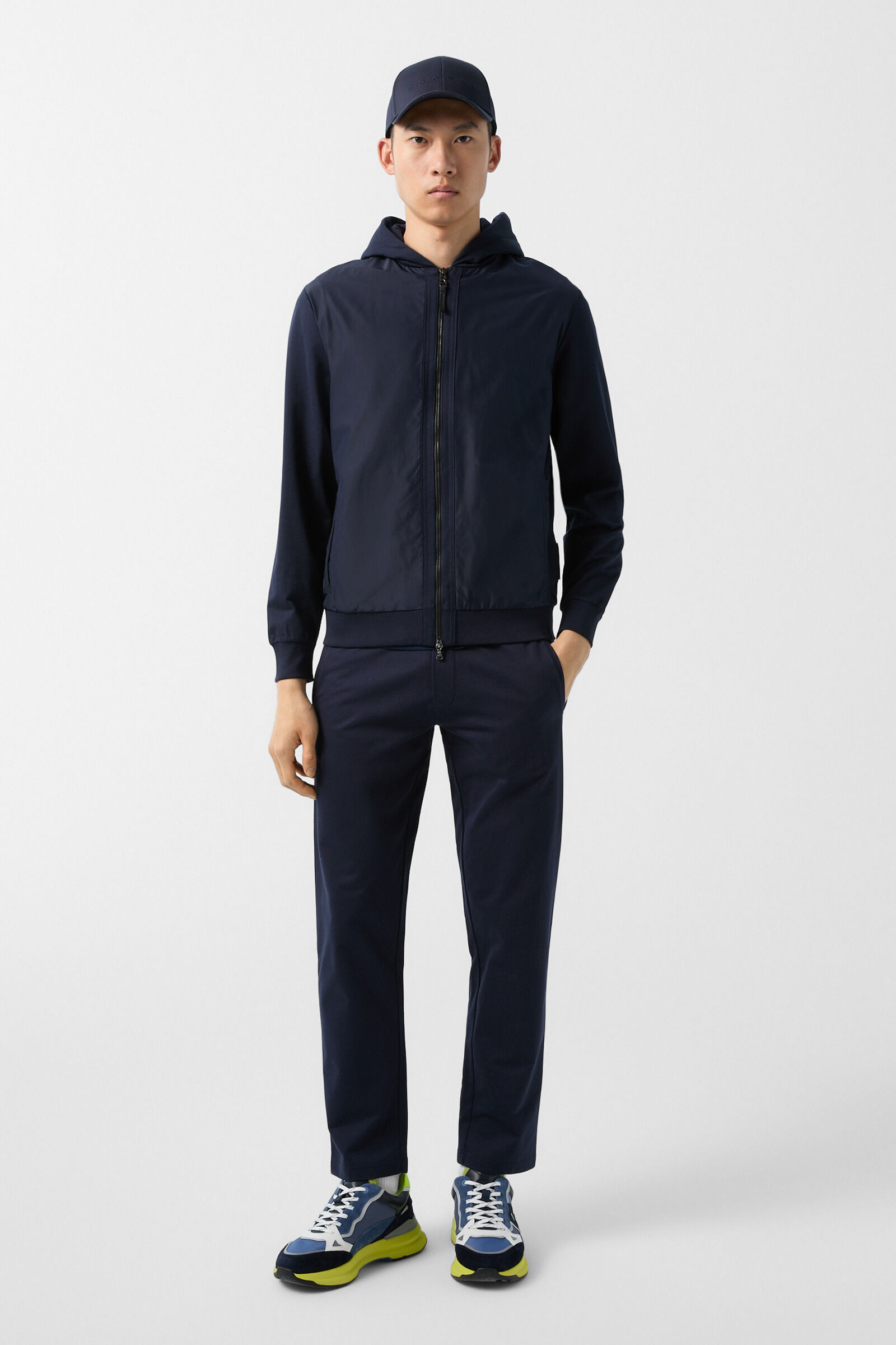 Devon hybrid jersey jacket in Navy blue - 4
