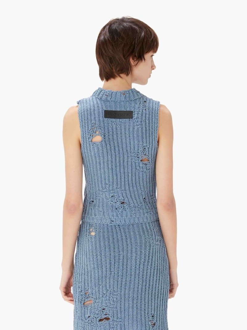 DISTRESSED CROPPED SLEEVELESS VEST 3