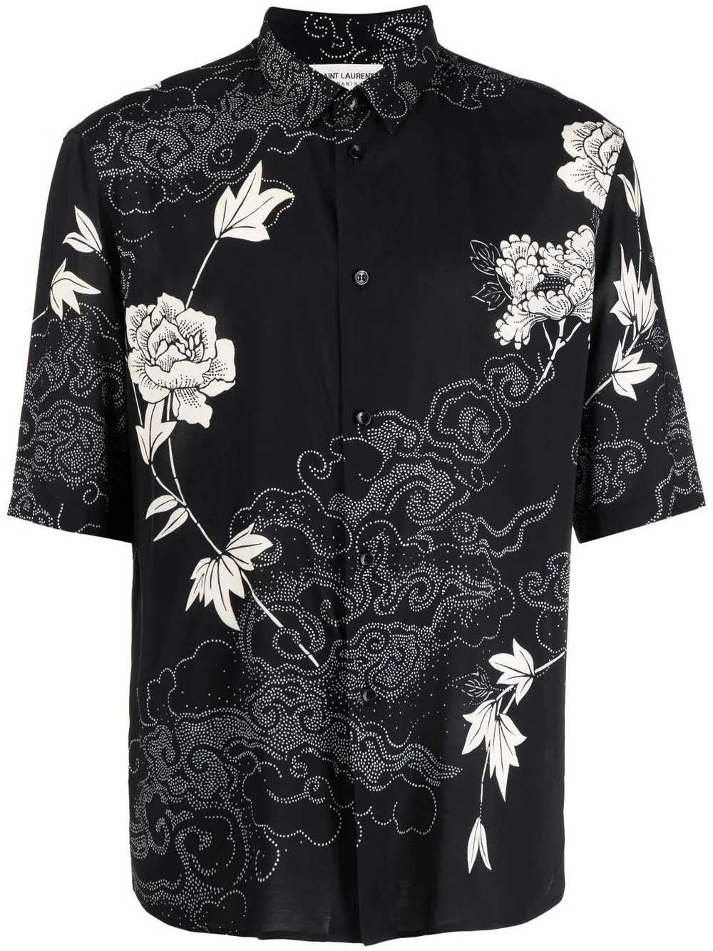 rose print short-sleeved shirt - 1