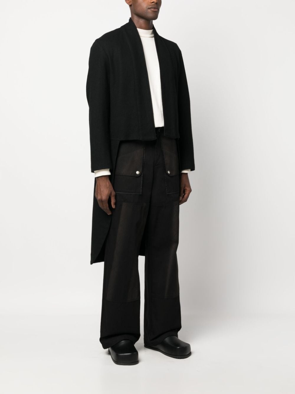 high-low hem wool coat - 3