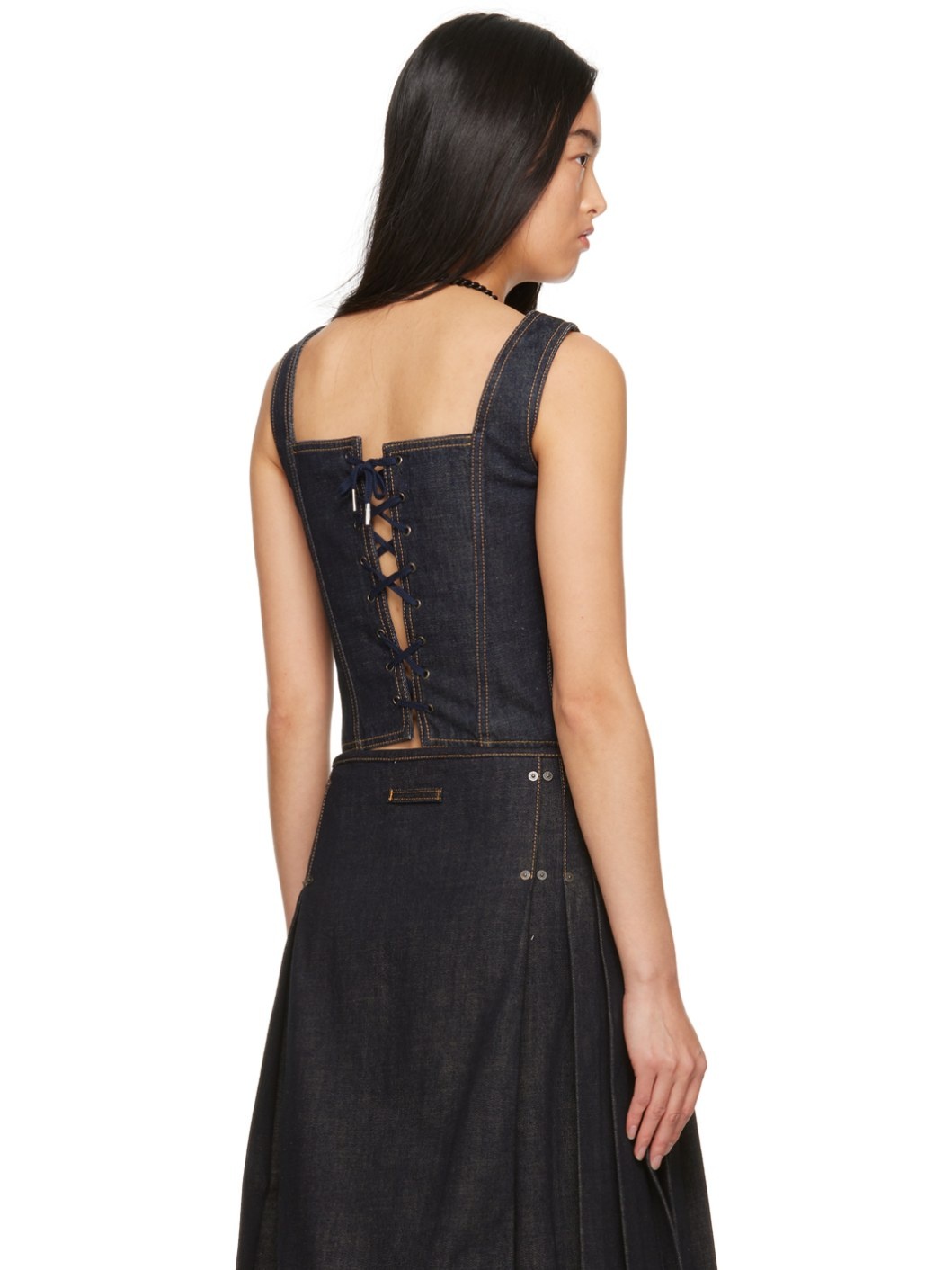 Indigo Button Denim Tank Top - 3