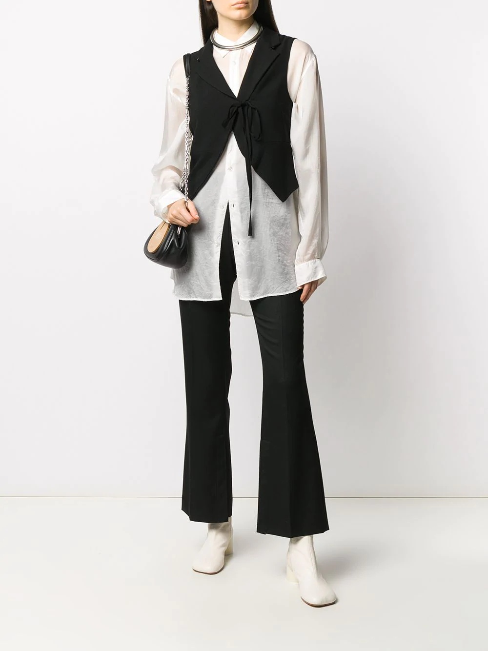 cropped tie-front waistcoat - 2