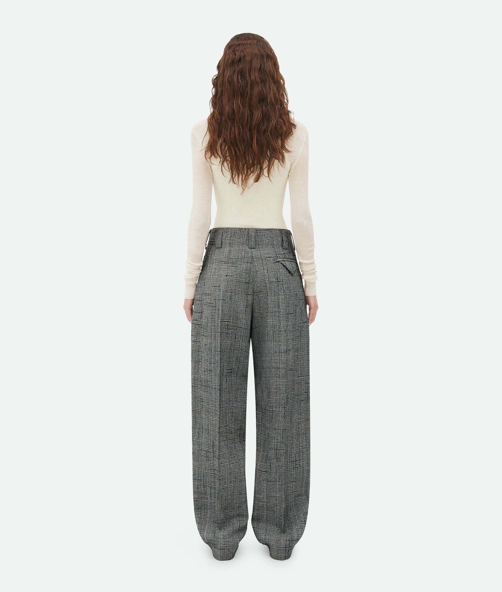 Viscose And Silk Criss-Cross Wide Leg Pants - 3