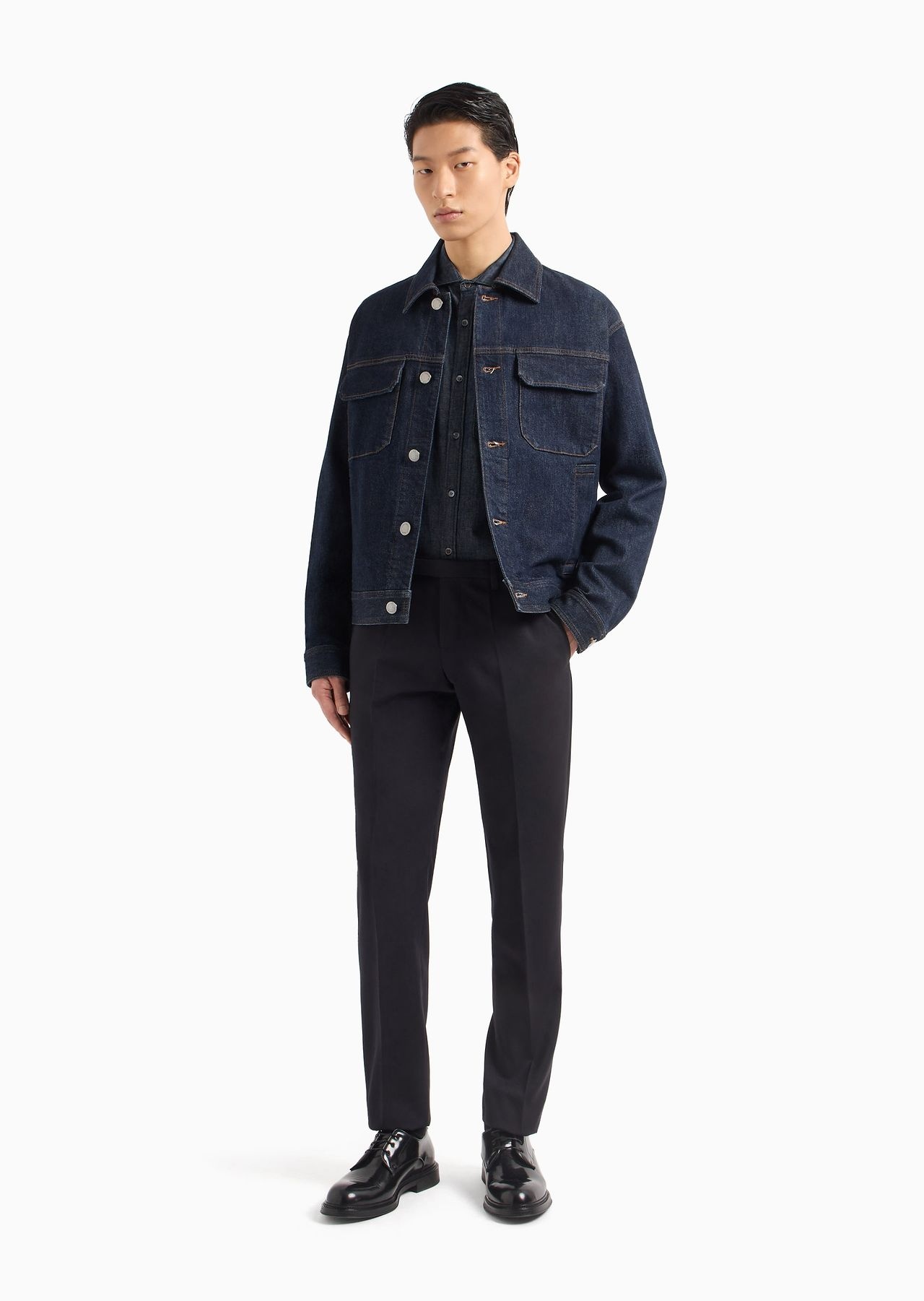 Denim shirt with breast pocket and logo patch - 4