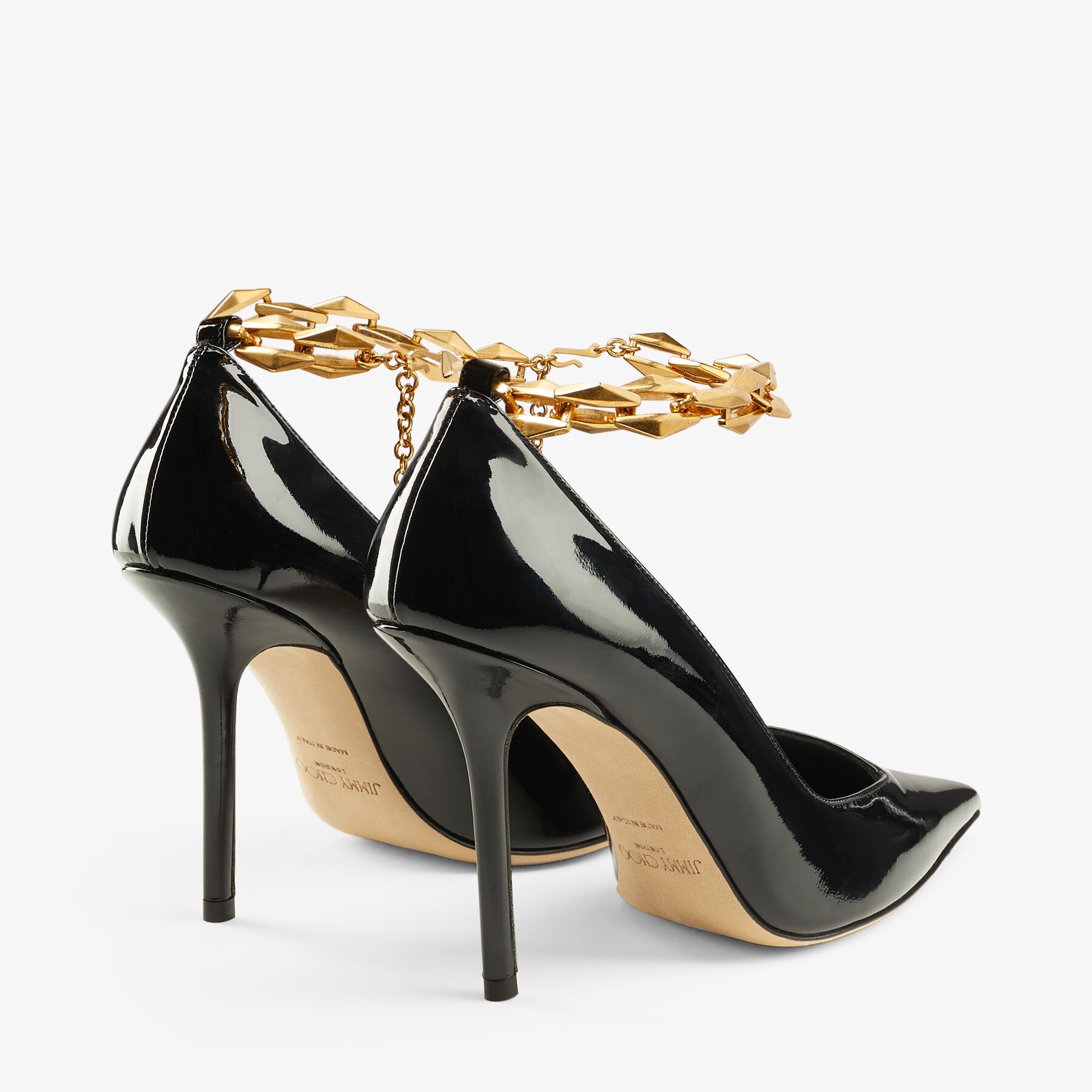 JIMMY CHOO Diamond Talura 100 Black Soft Patent Leather JIMMY CHOO Diamond Talura 100 Black Soft Patent Leather