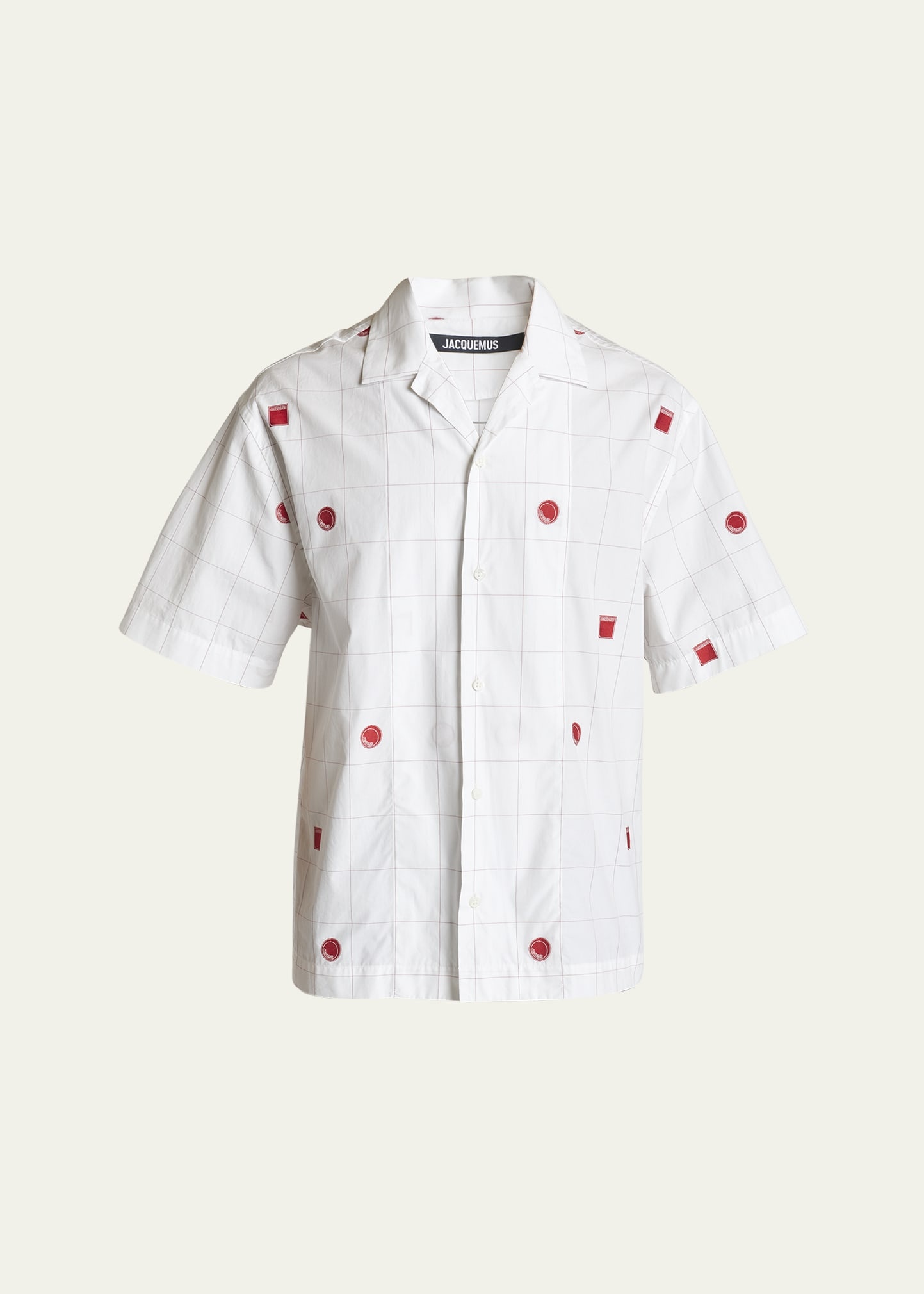 Men's Circles & Squares Embroidered Camp Shirt - 1