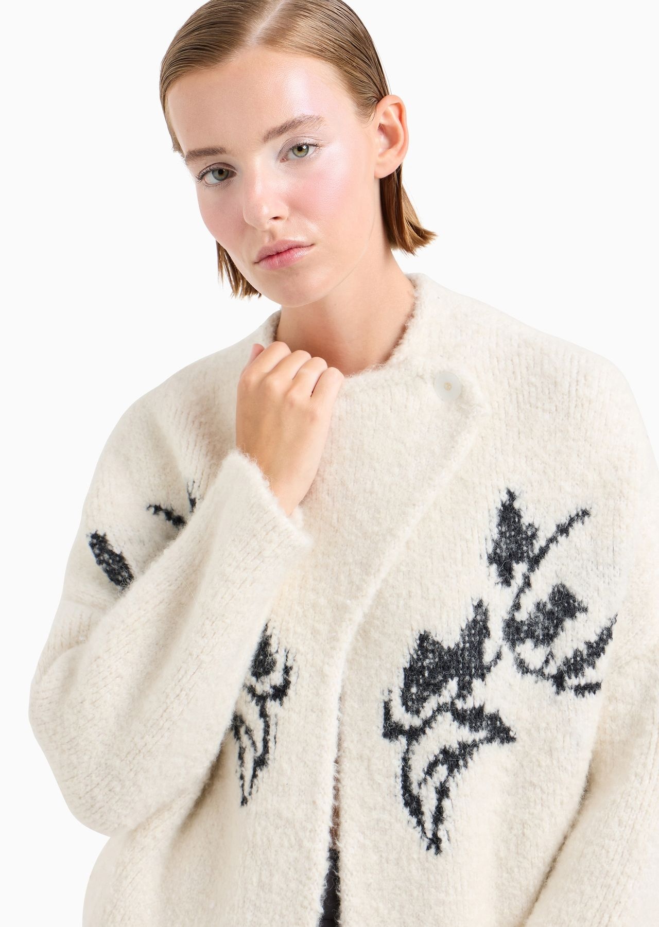 Alpaca, wool and silk coat with floral inlay - 5