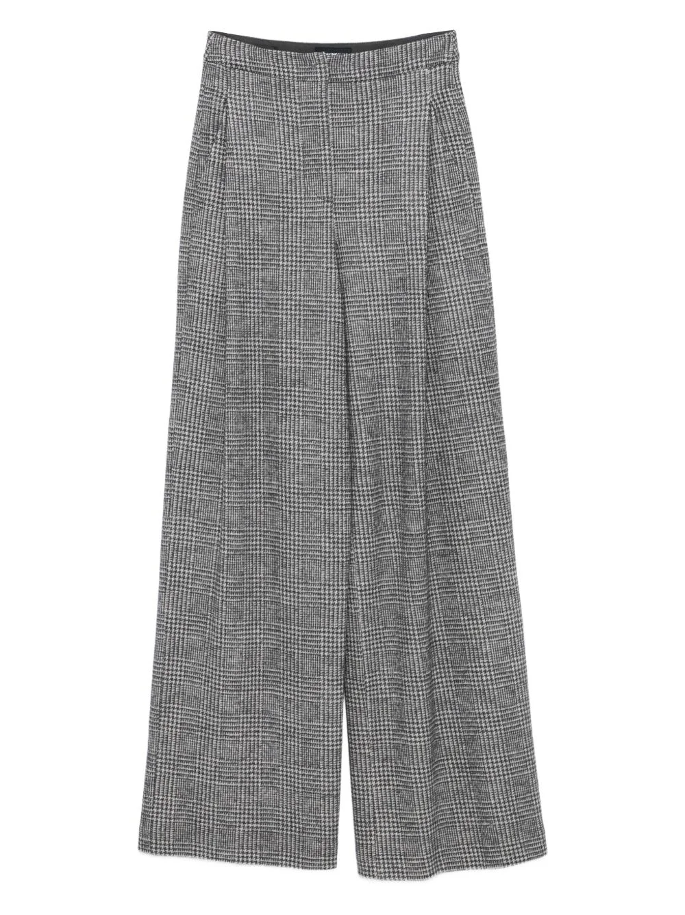 pleated check-pattern trousers - 1