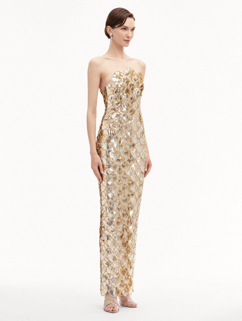 SEQUIN SCALLOP EMBROIDERED GOWN 4