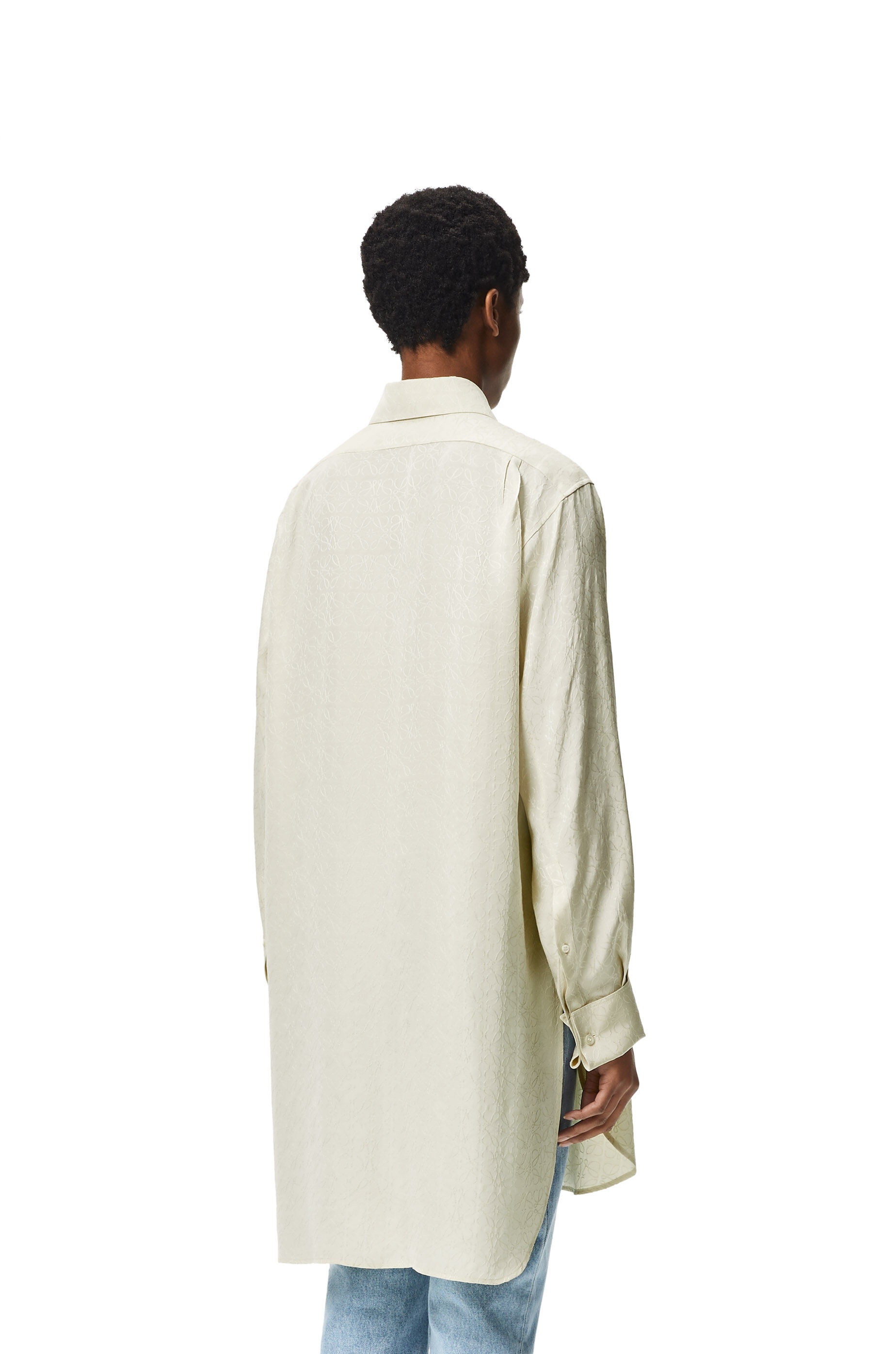 Anagram jacquard  long shirt in silk - 4