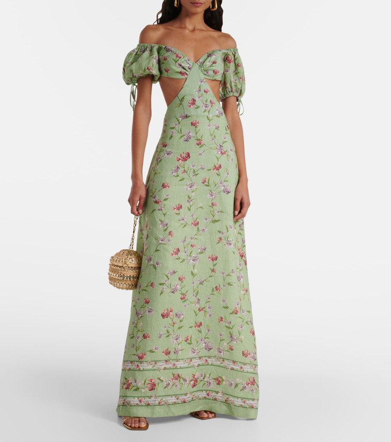 Agua by Agua Bendita Cielo Honeysuckle floral linen maxi dress outlook