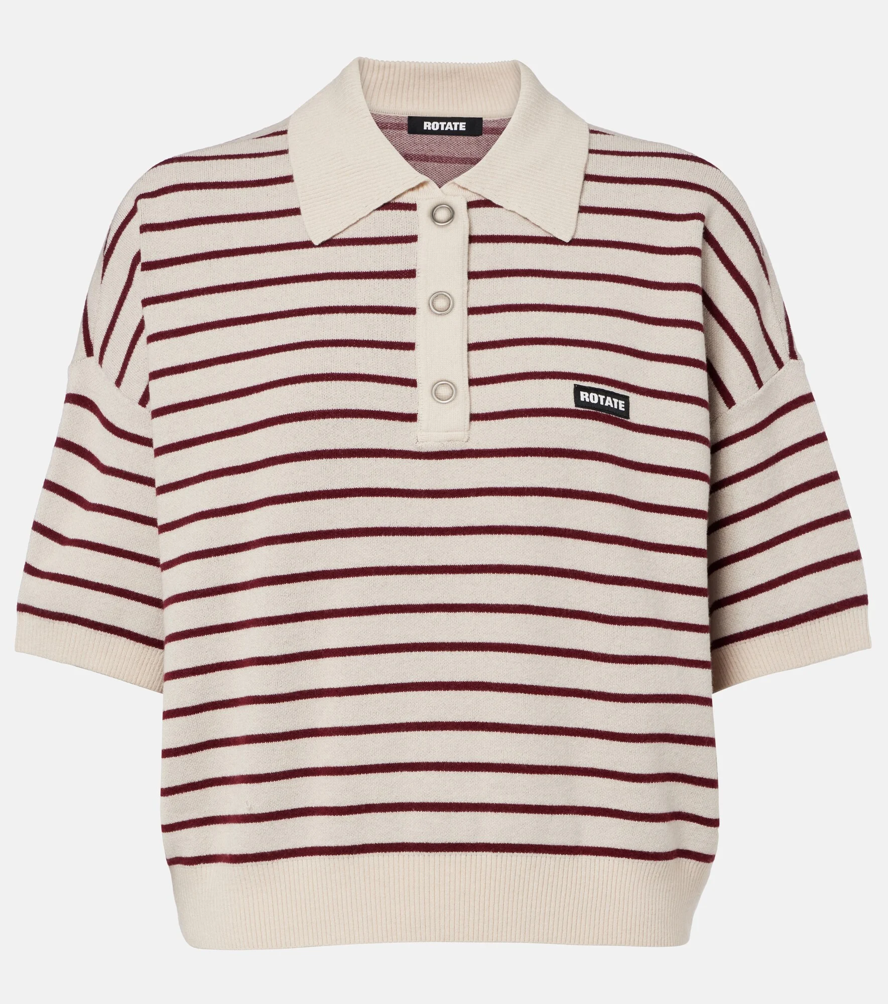 Striped knitted polo shirt - 1